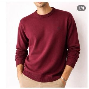 Chaps XL 100% Cotton Burgundy Maroon Crewneck Sweater preppy classic
